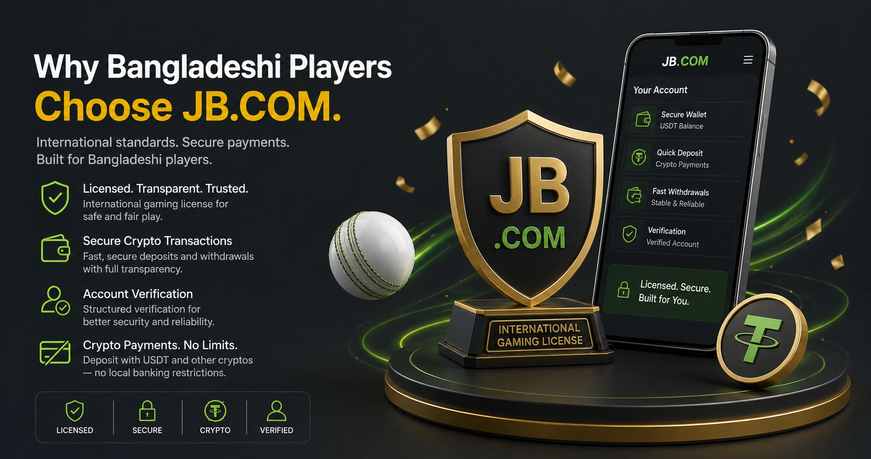 JB.COM crypto casino for Bangladesh with verified accounts and USDT payments